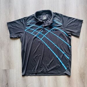 Oakley Men’s XL Golf Polo Shirt Black Blue Diagonal Line Performance Regular Fit